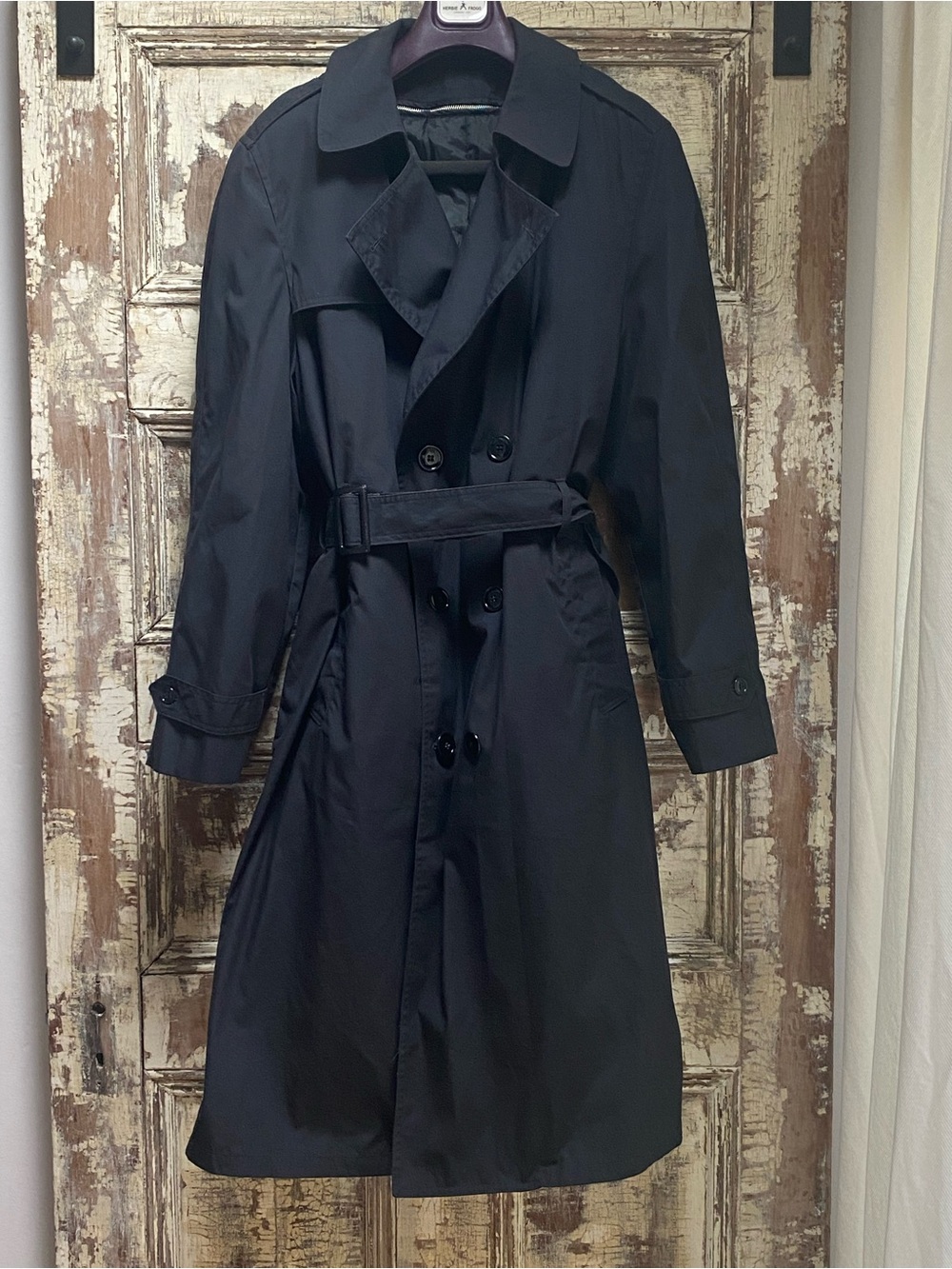 Men’s Classic Black Trench All Weather Coat, 44L